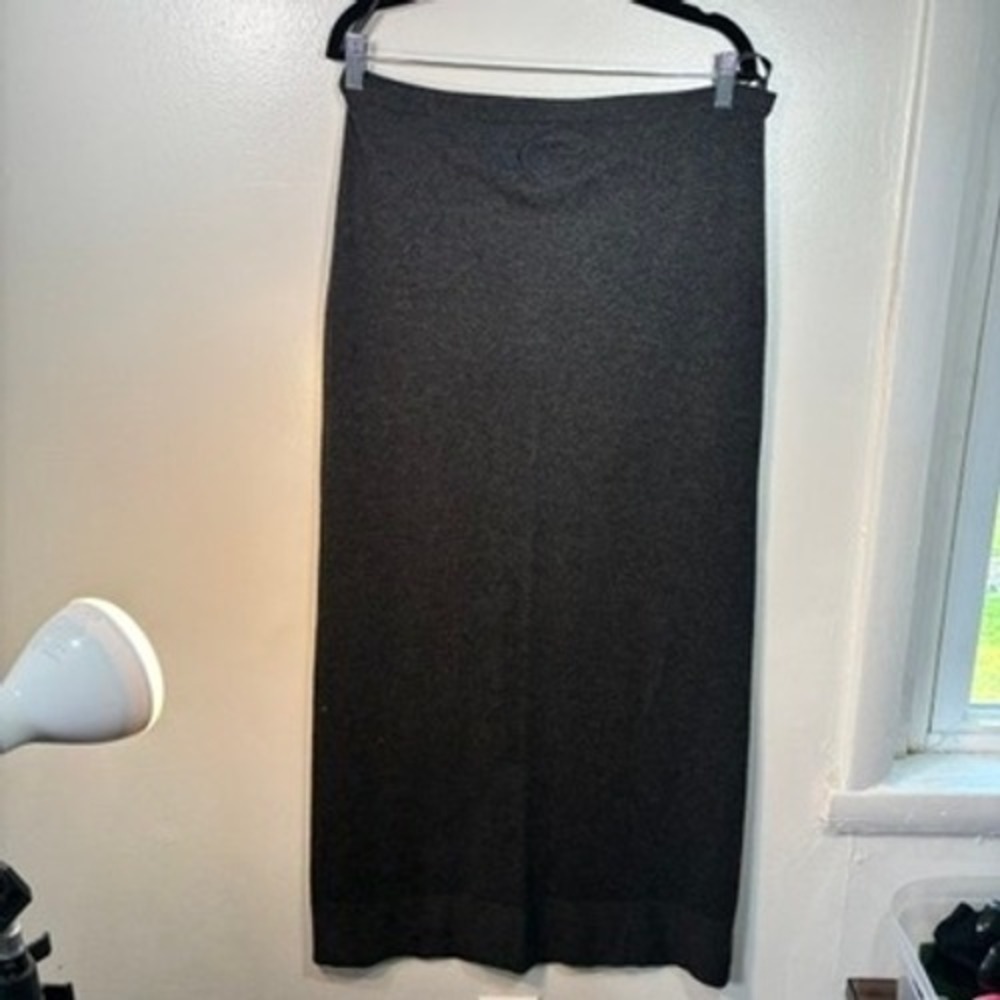 Vintage Escada Sport Maxi Skirt Sz L Charcoal Gray Wool Silk Cashmere Knit